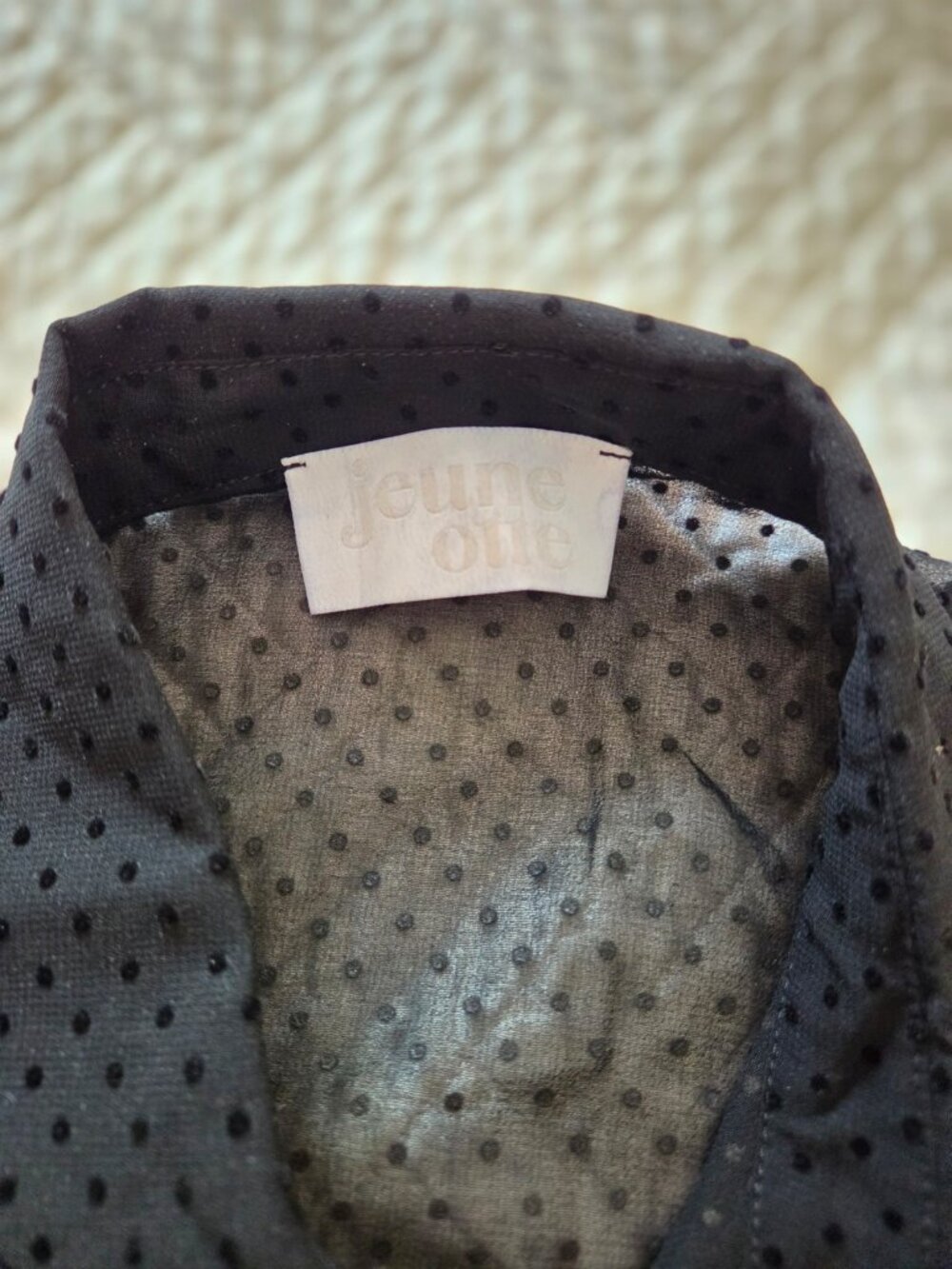 Jeune Otte Black Swiss Dot Belted Shirt Dress Slip Size S - Picture 10 of 12